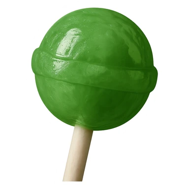 Change the lollipop color to green in a realistic style, keep the background transparent. sticker