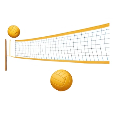 A close-up volleyball net with a ball hovering above it, set against the backdrop of a sandy volleyball court. The scene highlights the tension of an impending play, with the court lines clearly visible and a bright, sunny atmosphere surrounding the action. sticker