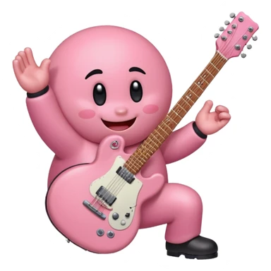 Kirby plays a base guitar sticker