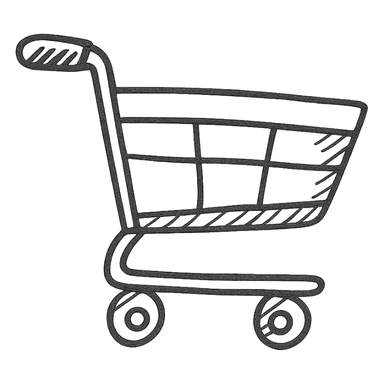 cart, hand drawn outlined icon style, playful and informal sticker