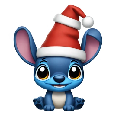stitch wearing a christmas cap sticker