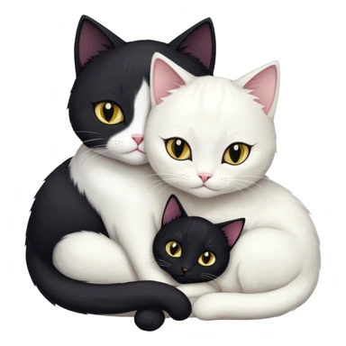 a black cat cuddle a white cat sticker