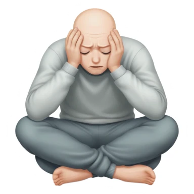 Scared man sitting curled up on himself, hidding his eyes sticker