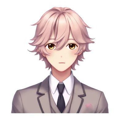 Gorgeous romantic hot attractive anime style modern gentlemanly anime shojo guy with pretty hair and flower petals and blushing face aesthetic trending style  pastelcore cottagecore kawaiicore sticker