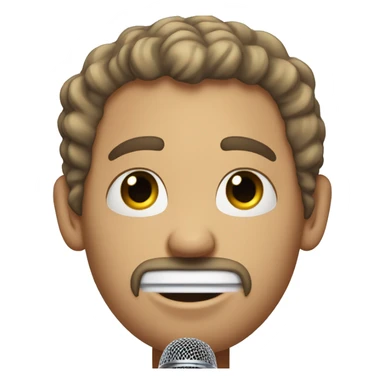 white man with short curl hair goes to the face with nose piercing sing in a mic sticker