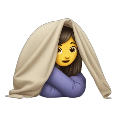 A girl hiding under a cover sticker