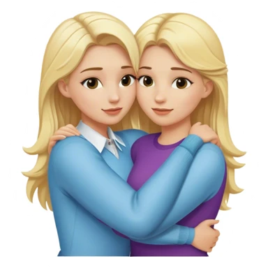Two blue-eyed blondes in different clothes hug each other sticker