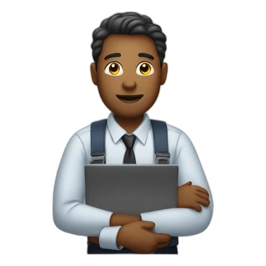 A man who's working in a office asking for help sticker