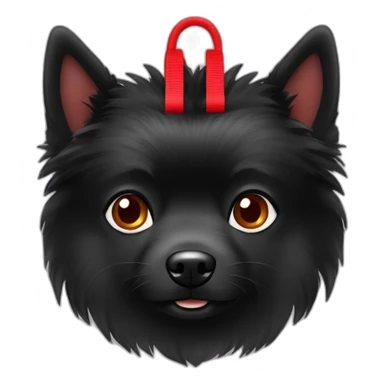 Black Spitz with red harness sticker