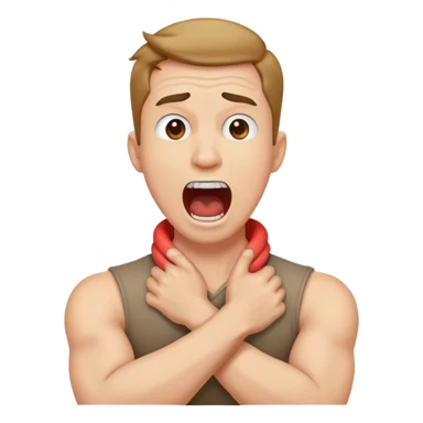 arms crossed holding neck screaming guy  sticker