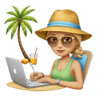nutricionist with a computer at the beach sticker