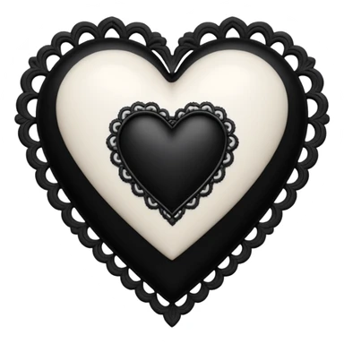 white goth heart with black gothic lace, ornate sticker