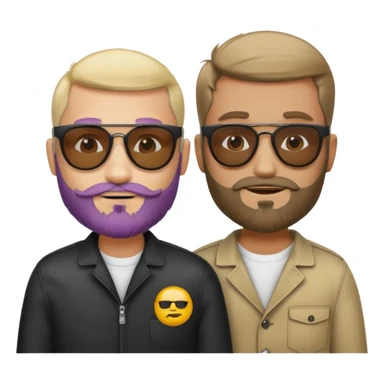 Van u make 2 cool young emojis with shades side by side, both have faded hair, one of them should also have faded beard. Beneath the faded beared emoji should have the initials WQ and the other PJ sticker