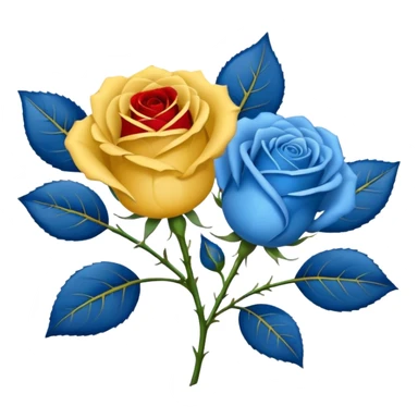 One Yellow 🌹 and one blue flower 🌹 on with red band  sticker