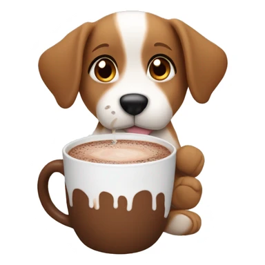 Puppy drinking hot chocolate ￼ sticker