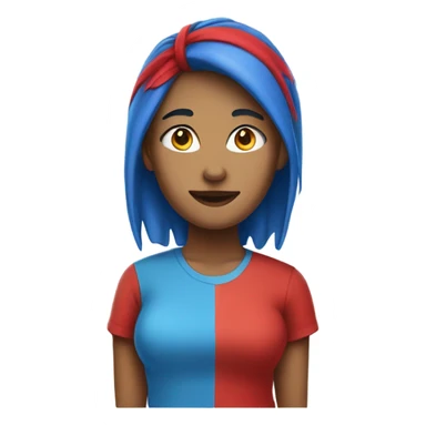 a woman blue hair in red tshirt sticker