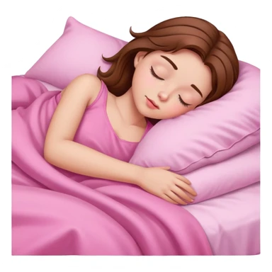 Girl sleep, pink sheets, brown hair sticker