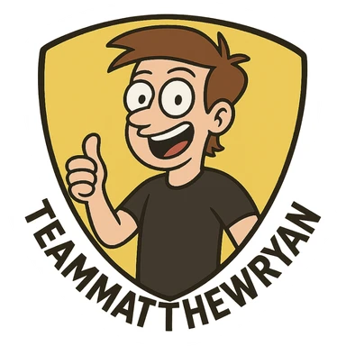 TeamMatthewRyan as a luxury sports car logo inspired by Lamborghini, flat-toon style sticker