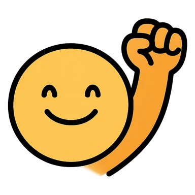 very simple motivational emoji, easy to redraw, color outline, minimal shapes sticker