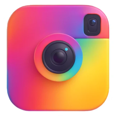 Instagram logo, 3D effect, glossy, colorful sticker