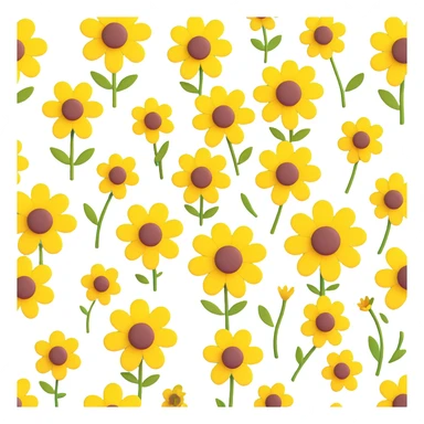yellow wildflowers, bright colors, cartoonish shapes, clean modern background, inspired by photo, 3D iOS cartoon style sticker