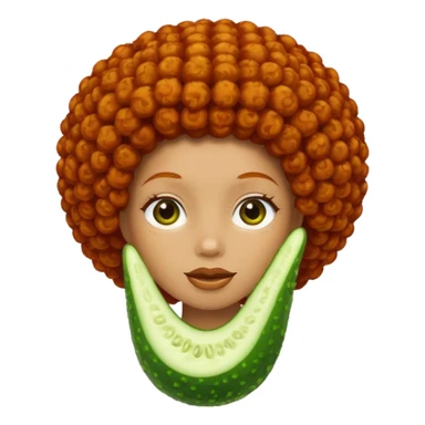 cucumber with redhead afro hair sticker