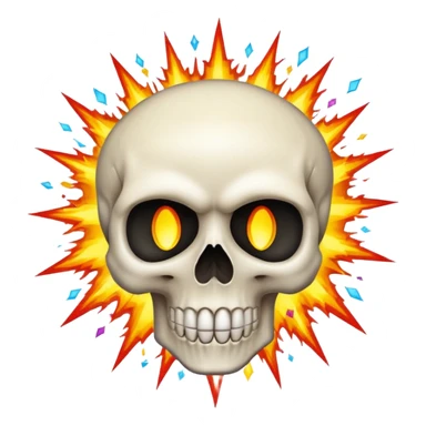skull with cartoon explosion effect emoji style sticker