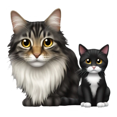 a long haired tabby cat and black cat sticker