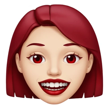 Close-up mouth with parted lips, teeth stained dark red, erotic menace sticker