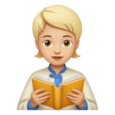 a person reading a cookbook, emoji style sticker
