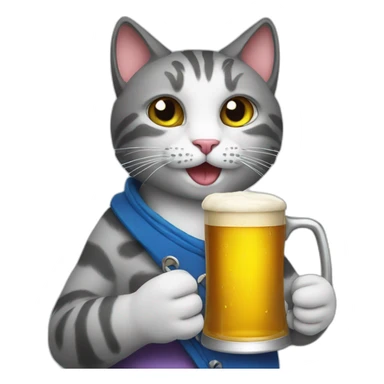 cat holding a beer cup sticker
