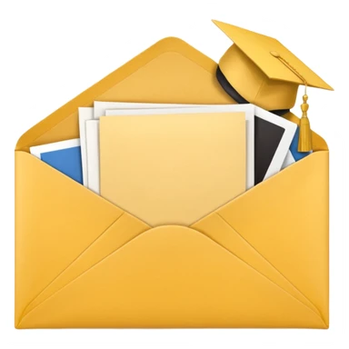 A simple emoji-style icon of a yellow manila envelope with subtle paper texture, clean edges, and a small graduation 2017 group-photo icon on the front, representing class memories and archived academic records. sticker