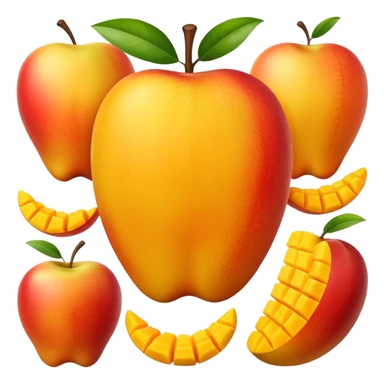mango peeled and cubed apple emoji style sticker