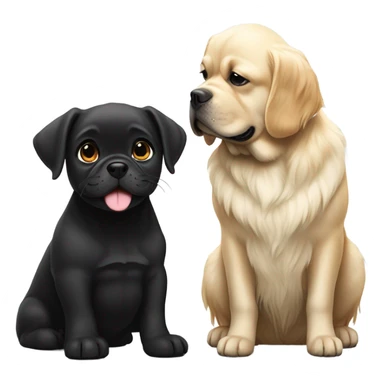 English cream golden retriever and a black frenchie as best friends sticker
