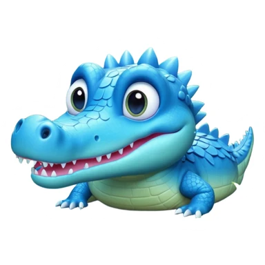 "Cute 3D blue crocodile, Disney style, big eyes, magical glowing swamp, whimsical lighting, 8k render." sticker