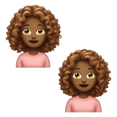 White women curly brown long hair in pinkish orange sweater  sticker