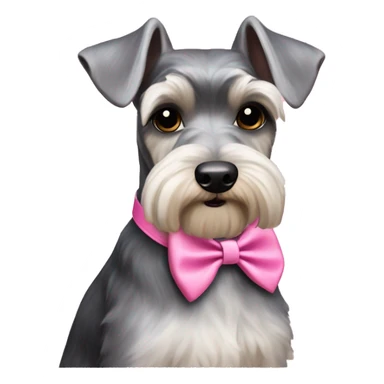 Miniature Schnauzer in pink collar bow old money sticker