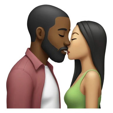black man-with-beard-kisses-asian-woman sticker