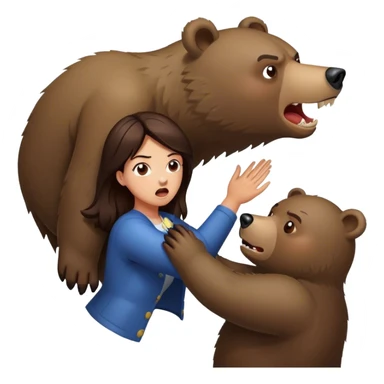 Brunette getting attacked by a bear sticker