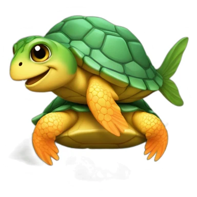 Poisson sur une tortue sticker