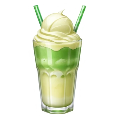 Japanese cream soda green on a glass with ice and vanilla 1 scoop on top sticker