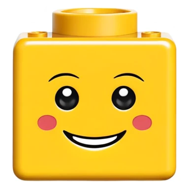 A single Lego-style brick with a cute smiling face sticker
