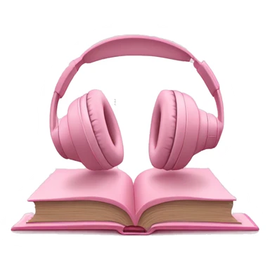 Light pink headphones laying on a closed light pink book sticker