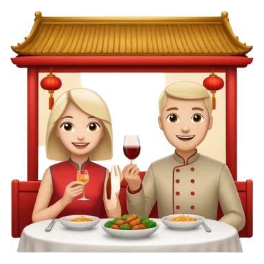 ligth couple having dinner at a Chinese restaurant sticker