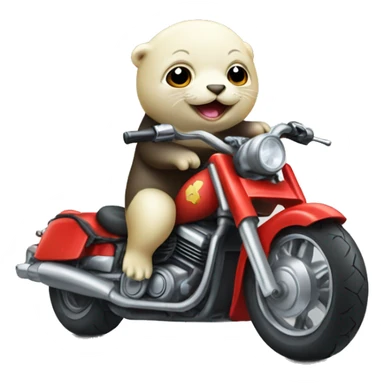 Baby seal riding a motorcycle sticker