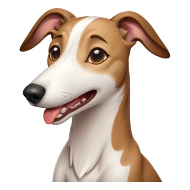 Cinematic Cute Yawning White and Brown Greyhound Portrait Emoji, Head tilted slightly with a dramatic, wide-open yawn, showcasing a pristine white Fur with bold brown markings, floppy ears slightly drooping, round eyes barely open in drowsy contentment, Simplified yet irresistibly adorable features, highly detailed, glowing with a soft, cozy glow, high shine, relaxed yet expressive, stylized with a touch of whimsy, bright and endearing, soft glowing outline, capturing the essence of a sleepy yet affectionate companion, so drowsy it feels like it could stretch out of the screen and curl up for a nap! sticker