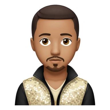 Marques Houston with dark brown hair, ivory sequin outfit sticker