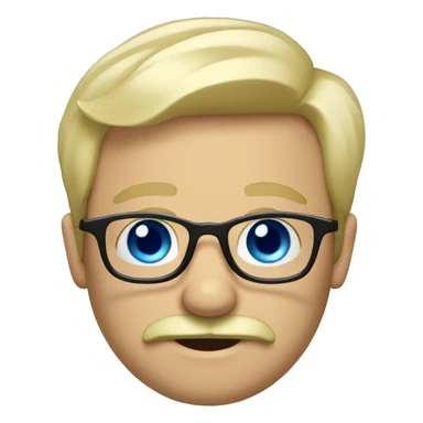 Blond, moustache, glasses and blue eyes sticker