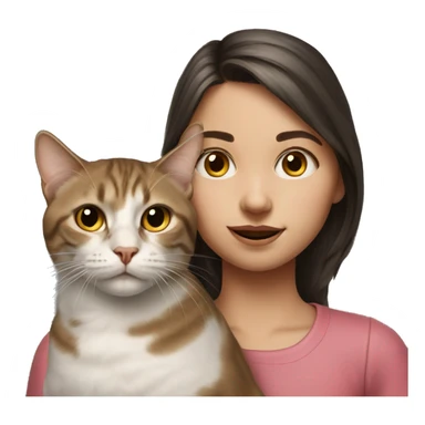 realistic portrait of girl and cat  sticker