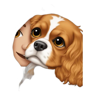 Cavalier King Charles Spaniel hugging a blonde girm sticker